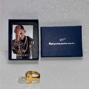 U7 High qualily fashion jewelry Men’s Cross Ring Size 12 Stainless Steel New